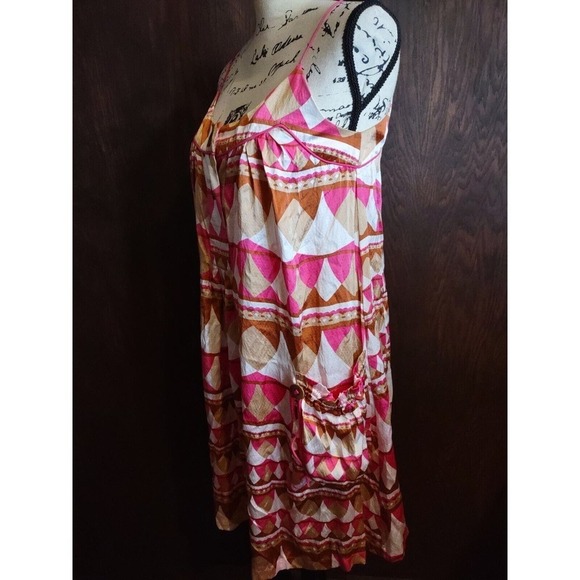 Diane Von Furstenberg Womens Size 4 Slip Sleeveless Mini Dress Pink Brown White - Picture 2 of 8